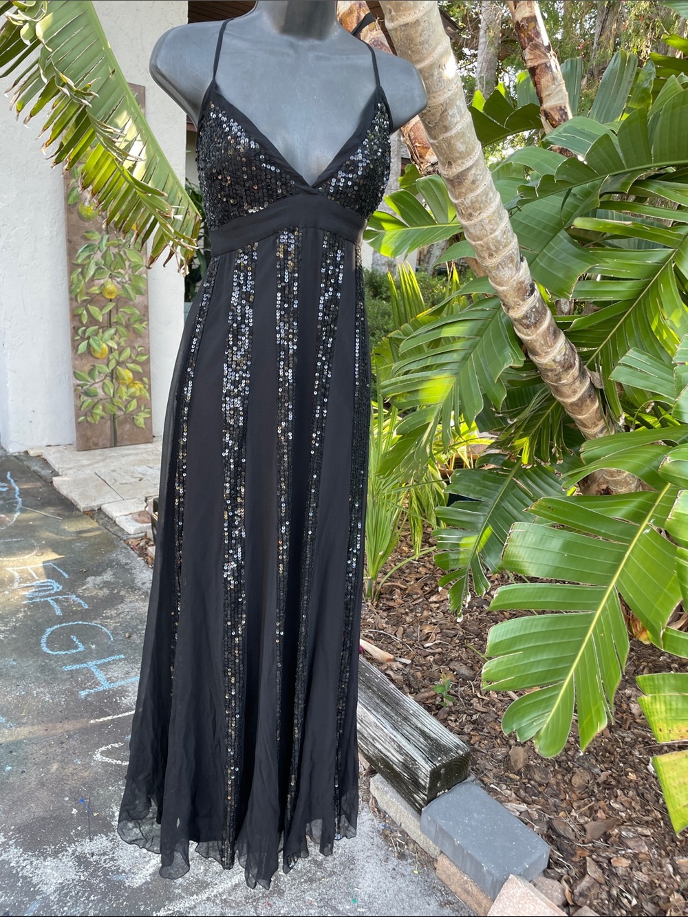 vintage silk and sequin slip dress maxi